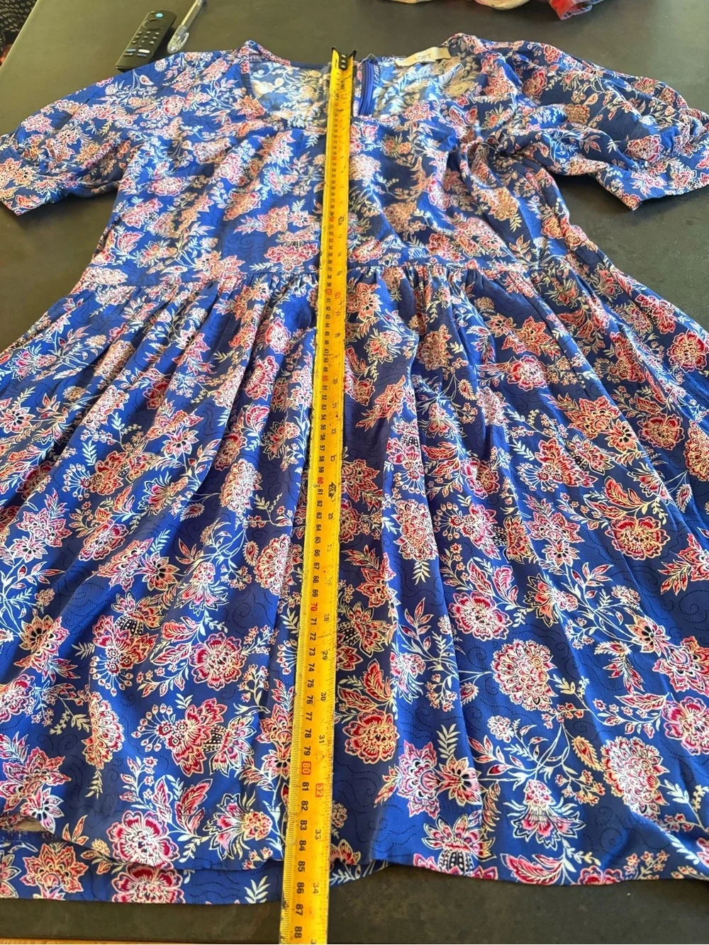 LOFT Blue Floral Scoop-Neck Mini Dress 12 - Picture 8 of 9